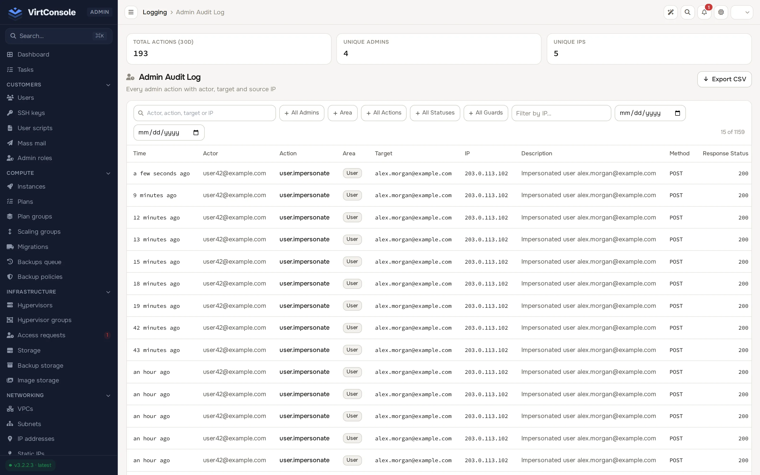 Audit log