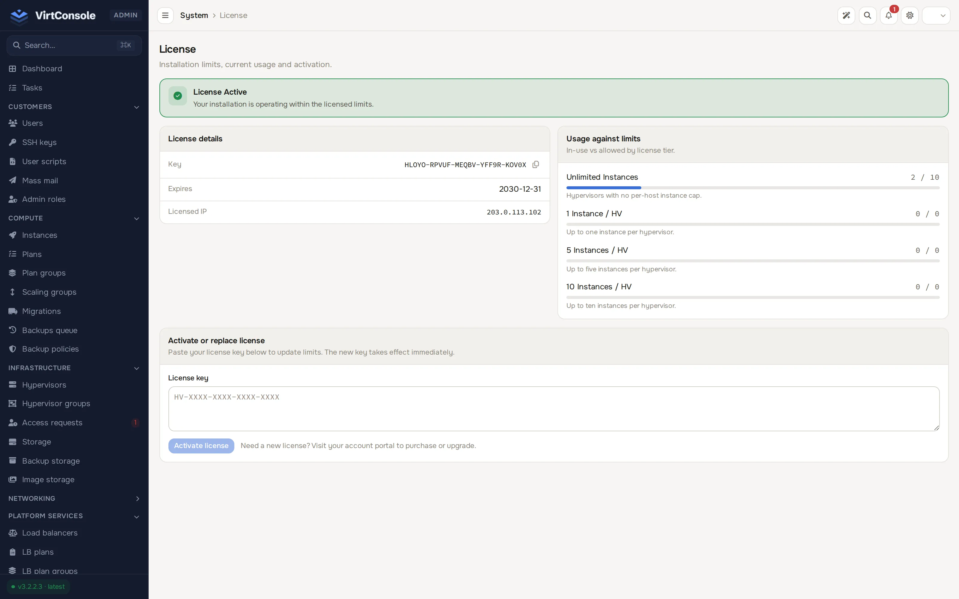 License page