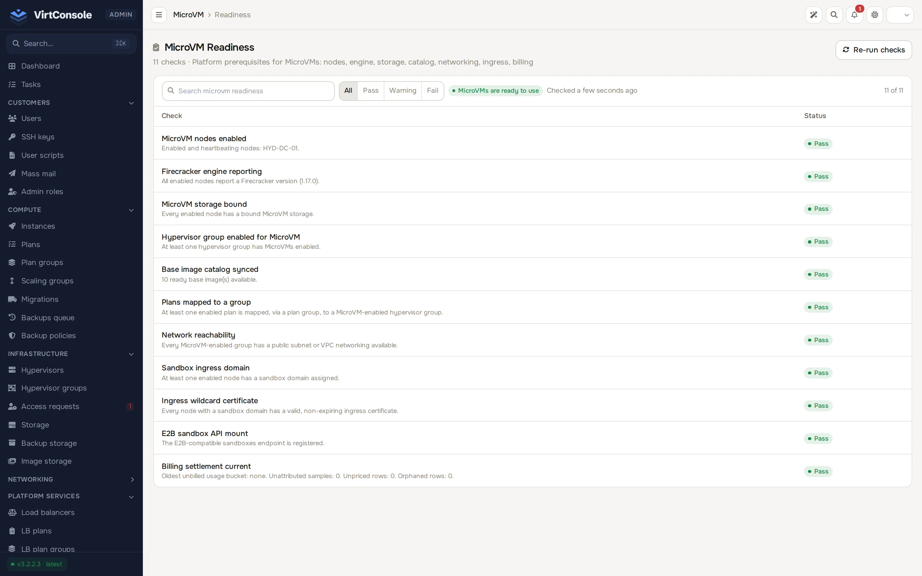 MicroVM Readiness page