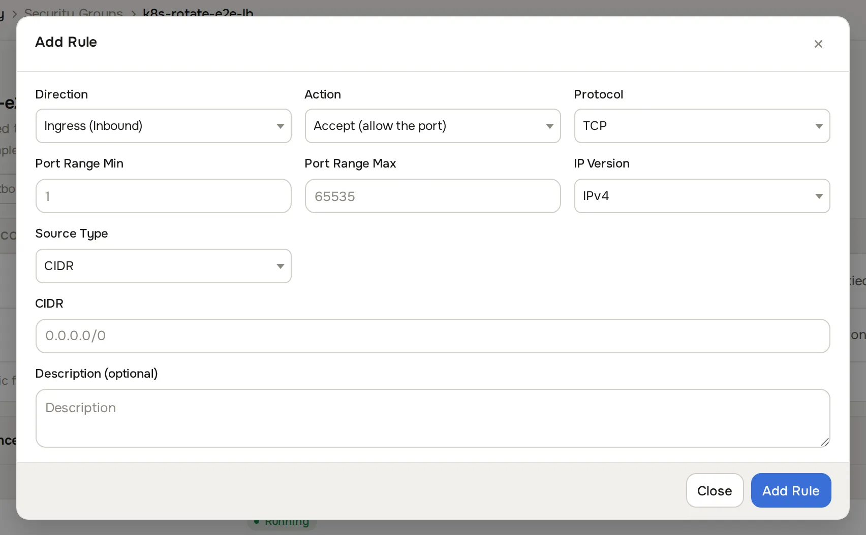 Add Rule dialog