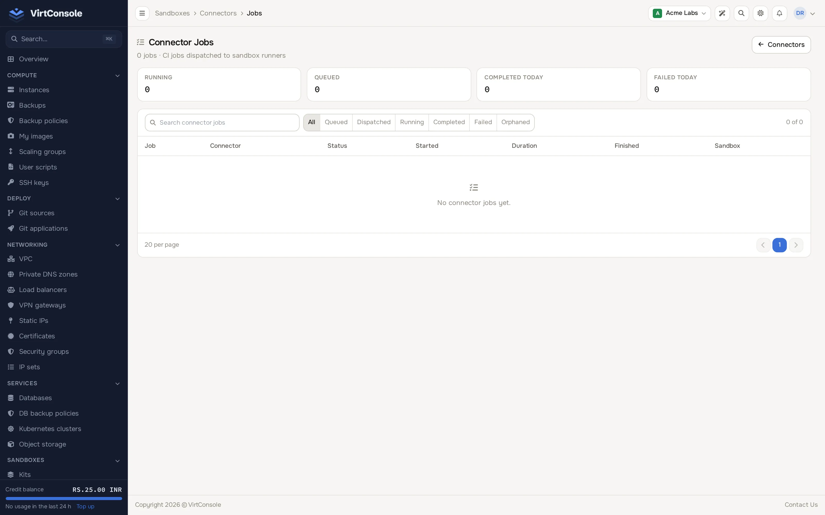 Connector jobs page