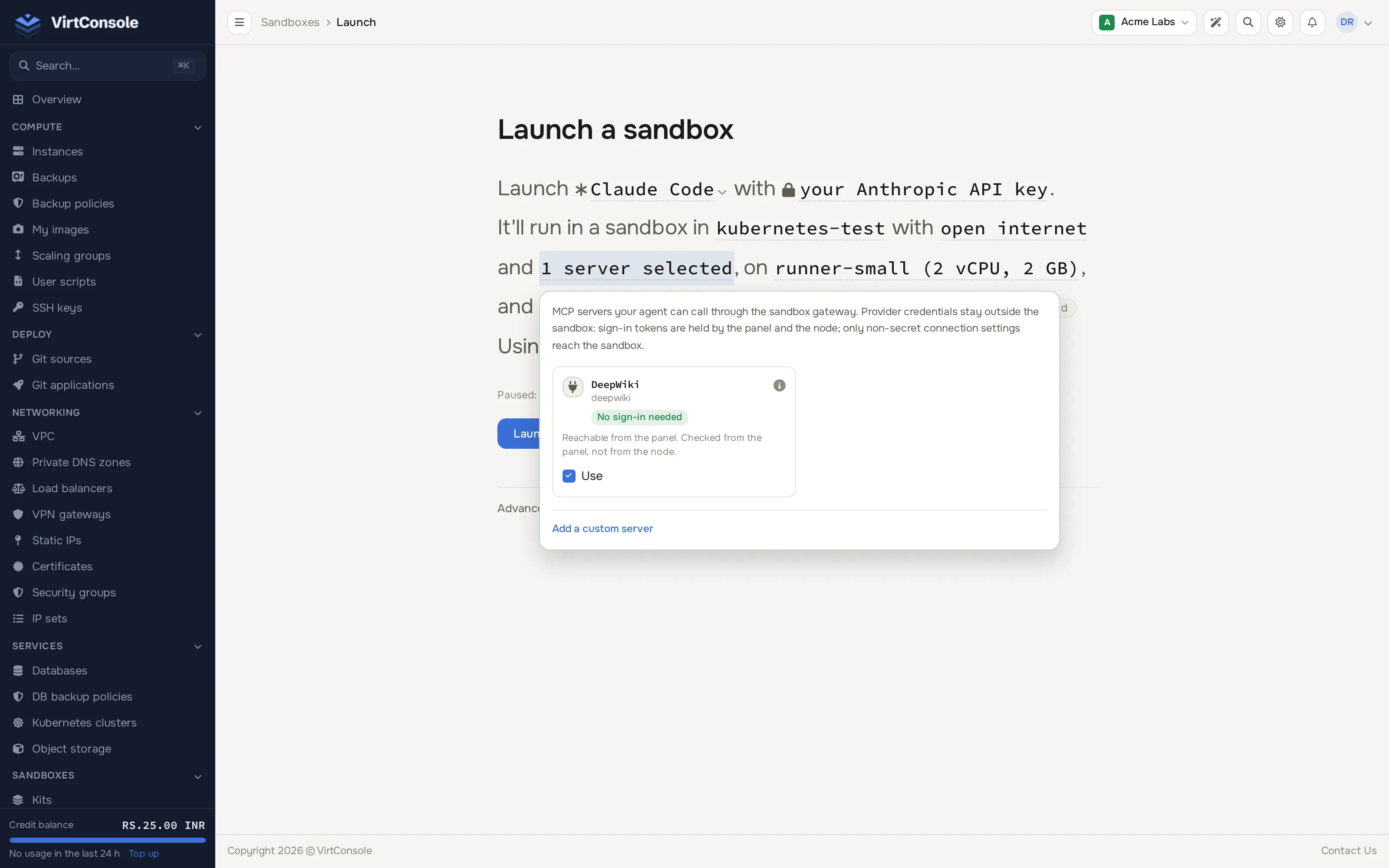 Launcher with the Tools popover open