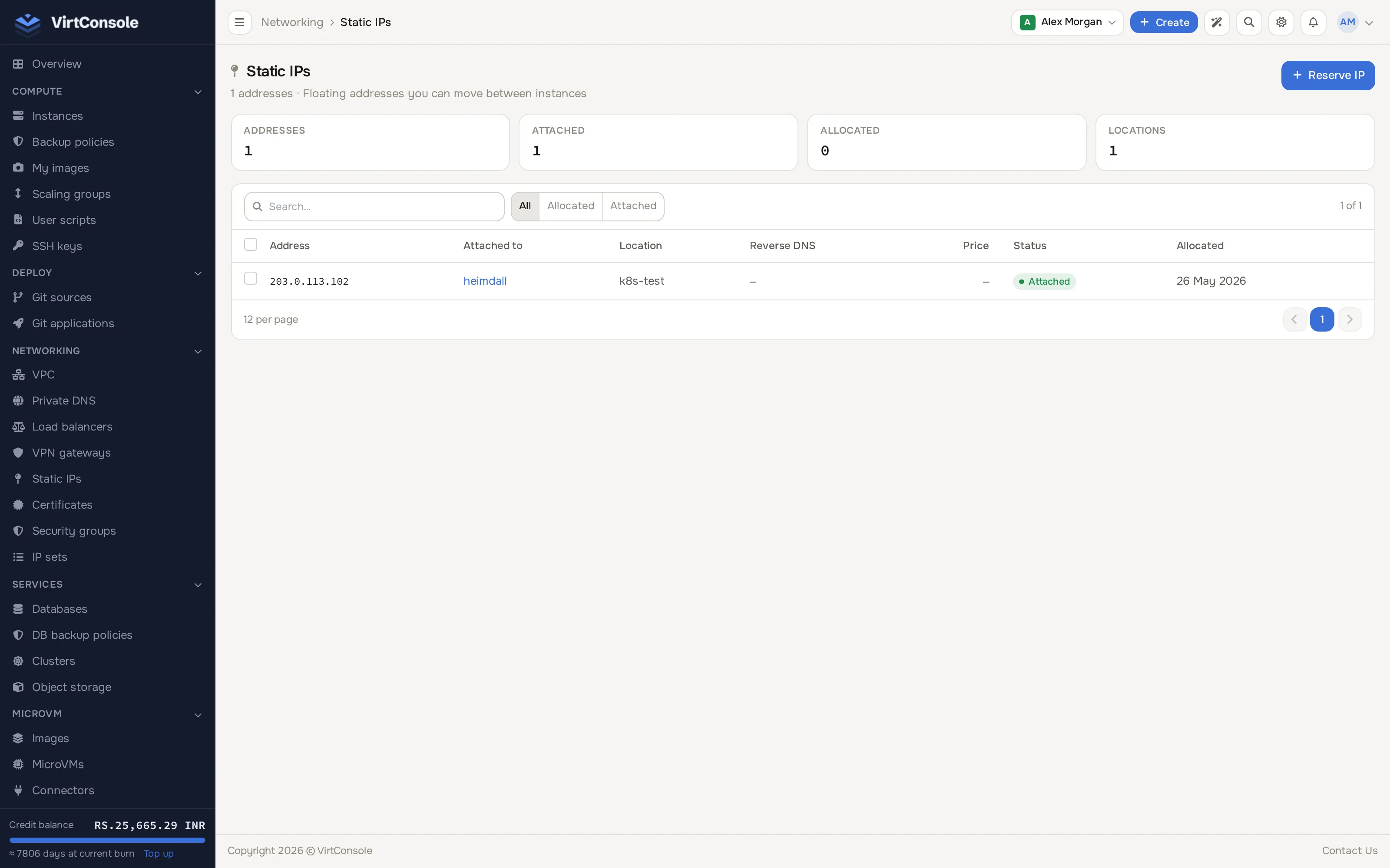 Static IPs list